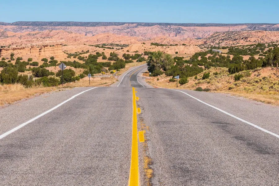 Open road through New Mexico desert